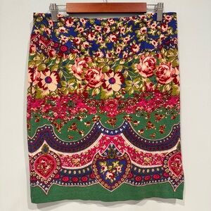 Maeve by Anthropologie Sheffield Textured Floral Bohemian Pencil Skirt Size 12